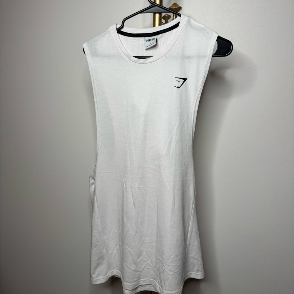 Gymshark White Tank Top with Black Logo